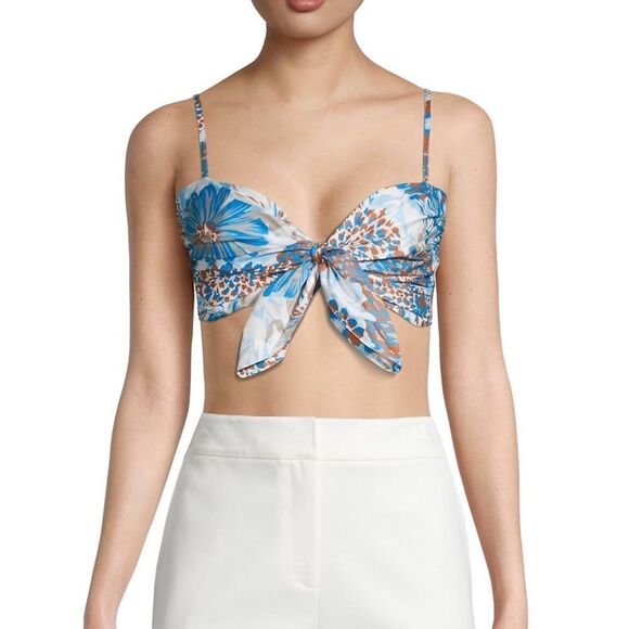 AMUR Alva Floral Tie-Front Bralette Top - Picture 1 of 8